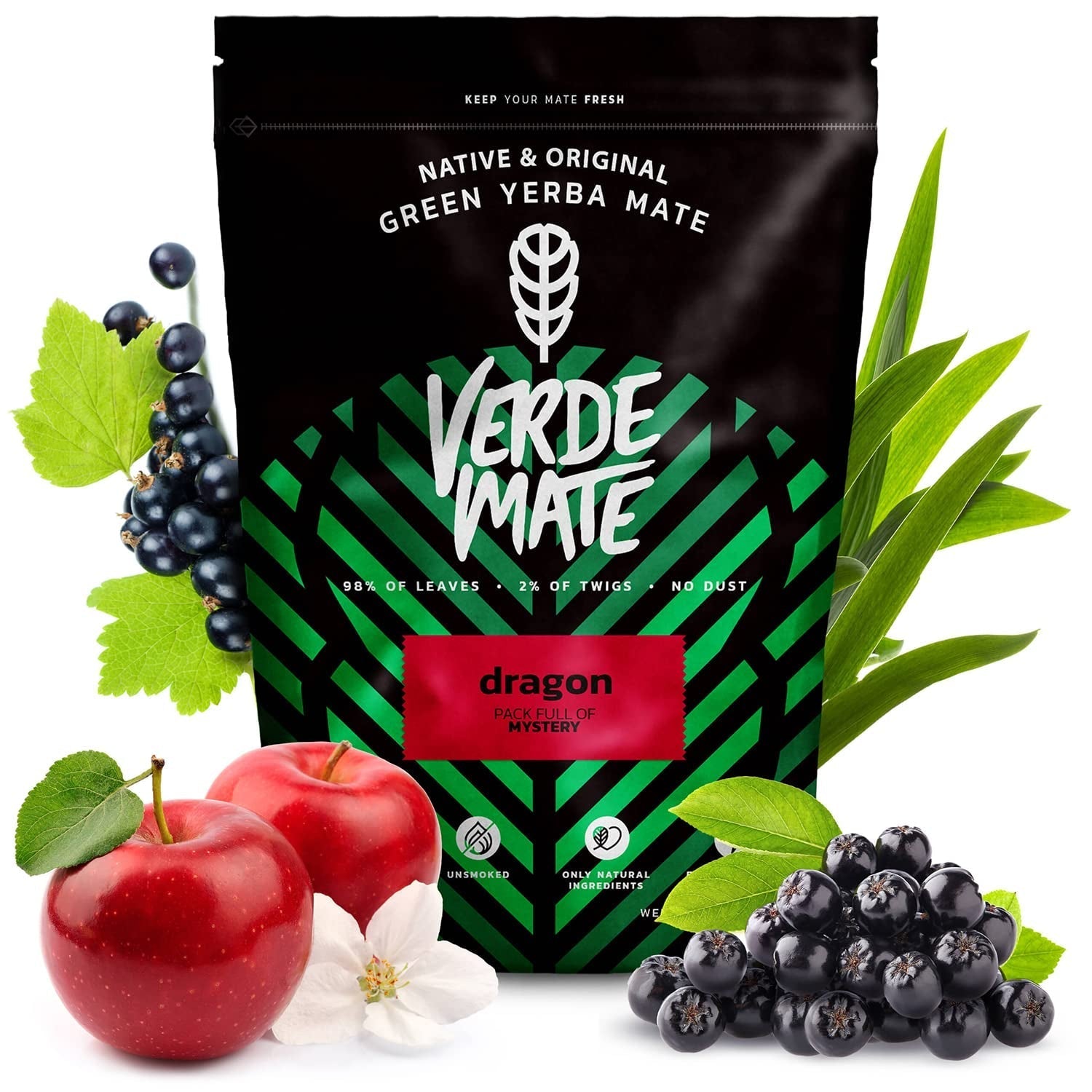 Set fructat Yerba Mate | Yerba Mate cu fructe | Verde Mate Green Mango &amp; Maracuya, Ananas, Dragon | Yerba Mate verde braziliană | Ceai Yerba Mate | 3X500G