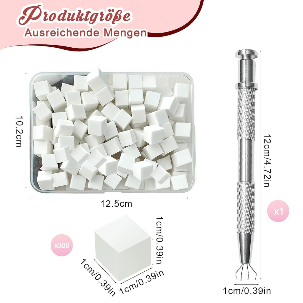 KASURE 300 Stück Nail Art Schwamm, Metall Mit Greifer Nagel Pinsel, Nageldesign Zubehör Für Nail Art, Schwammpinsel Für Farbverlaufs-Nageldesign