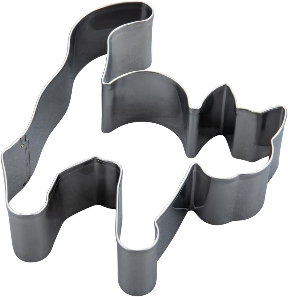 Formă de biscuiți Zenker cu pisică și cocoașă – Formă perfectă din oțel inoxidabil pentru biscuiți înfricoșători de Halloween – Se poate spăla în mașina de spălat vase – Ideală pentru copt la Halloween, Argintiu