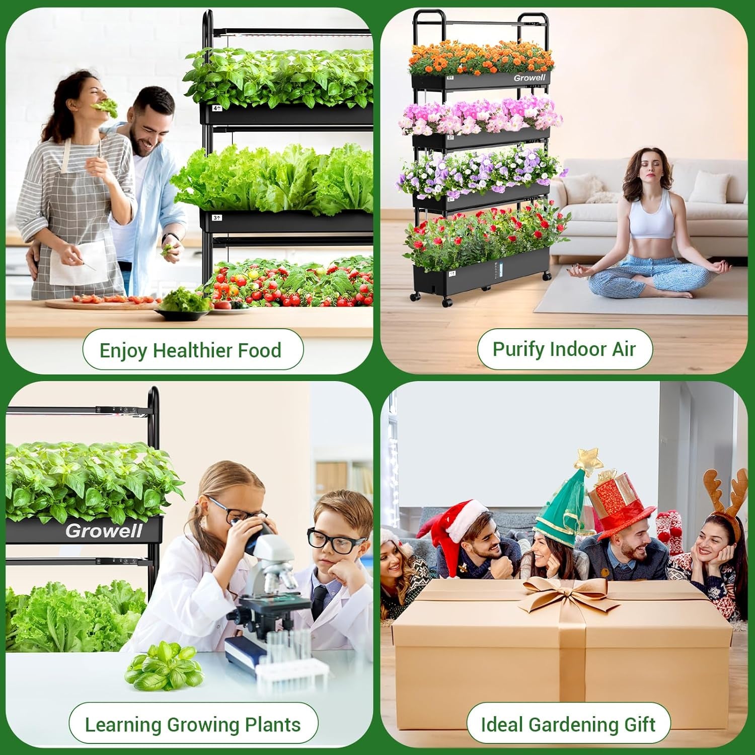 Stort hydroponisk vækstsystemsæt 120 kapsler Vertikal hydroponisk have med 2 belysningstilstande Grow Light Automatisk vandcirkulationssystem 48L indendørs urtehavesystem