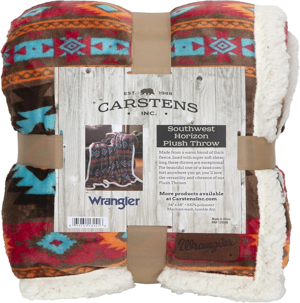CARSTENS, INC. Wrangler Ultra Premium tæppetæppe, superblødt, sherpa-fleece, overdimensioneret, 137,2 X 172,7 cm, senge og tæpper fra Southwest Horizon Carstens, Inc. Sydvestlig horisont