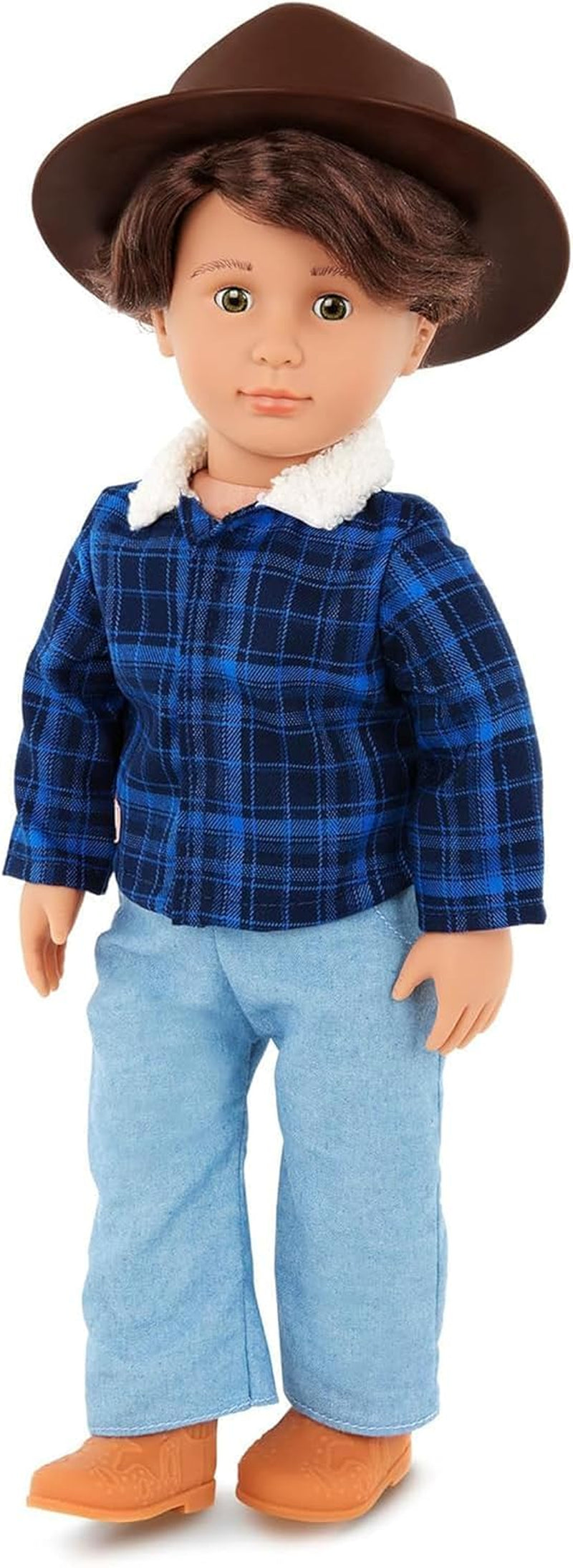 Our Generation - Dustin - 46 cm Junge Puppe - Lebensechte haselnussbraune Augen und gewelltes braunes Haar - Outfit im Western-Stil & Country-Hut - Spielzeug für Kinder ab 3 Jahren