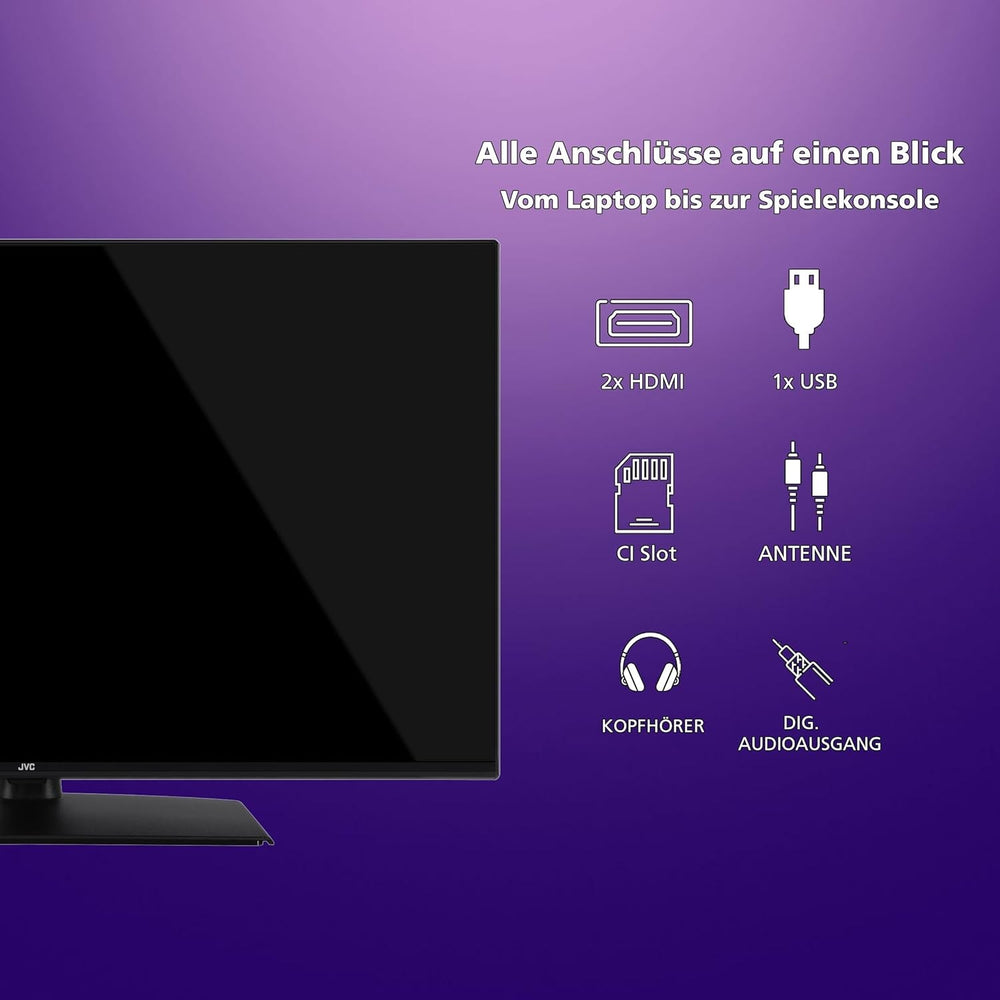 Televizor JVC LT-40VF4455 de 40 de inci, televizor Full HD cu diagonală de ecran de 102 cm și tuner triplu integrat, televizor LED negru