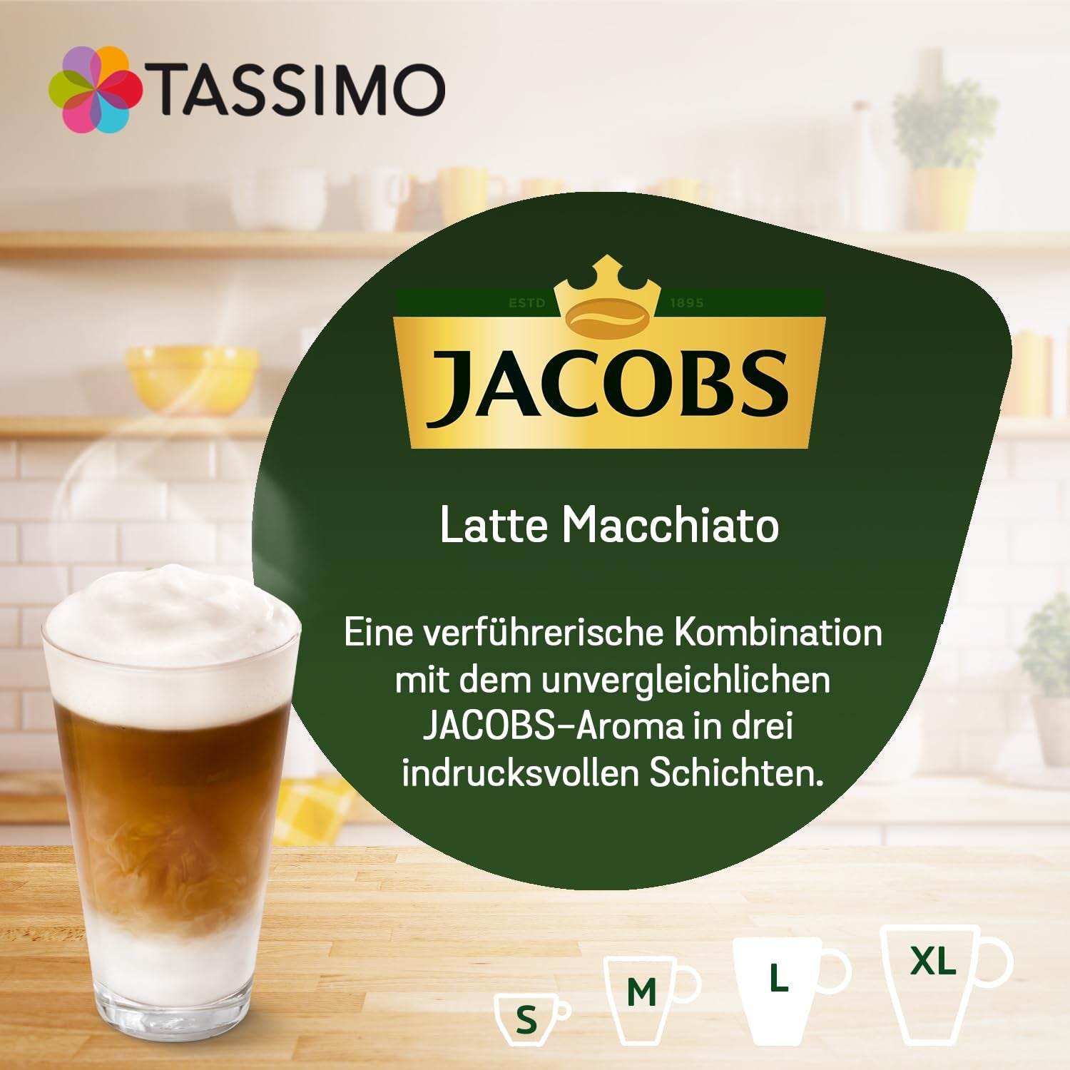 Tassimo Kapseln Jacobs Typ Latte Macchiato Classico, 5 x 8 Pads, 40 Kaffeekapseln