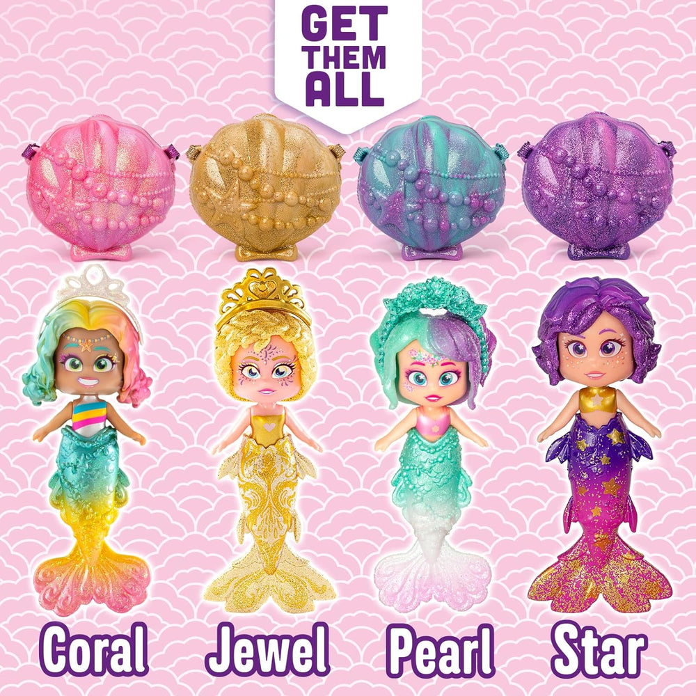 Mermaids Coral Meerjungfrauen-Puppe med 1 Muscheltasche, 1 Meerjungfrauenschwanz, 1 Haustier, Kleidung, Accessories og Schuhe