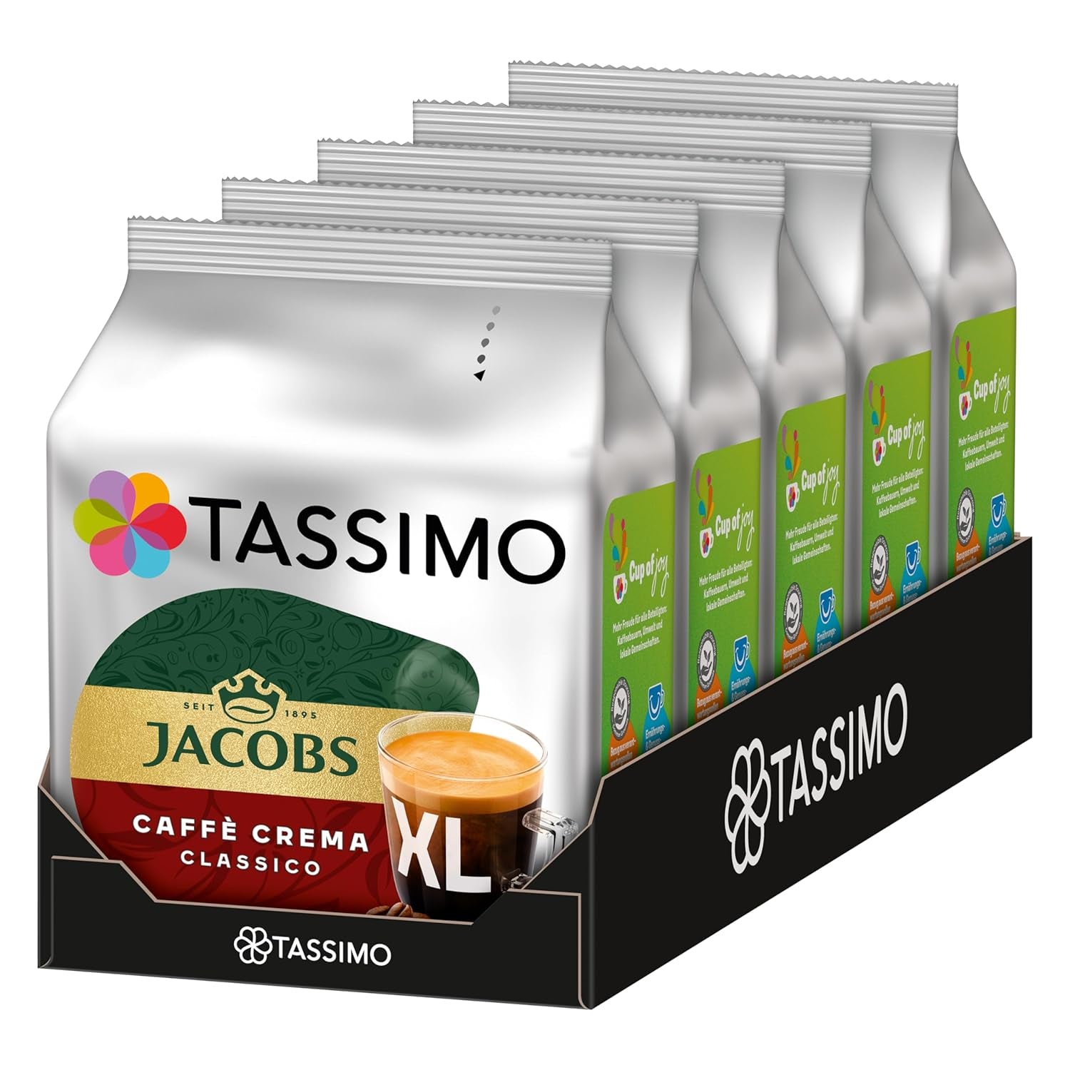 Tassimo Kapseln Jacobs Caffè Crema Classico XL, 5 x 16 Pads, 80 Kaffeekapseln