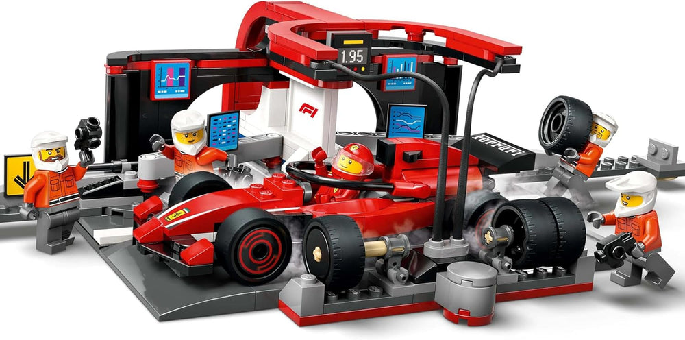 LEGO City F1 Pit Stop med Team og Ferrari Speedster - Formel 1 Pit Stop Sæt med 1 racerkører og 4 mekaniske minifigurer - Racerbillegetøj til drenge og piger 6+ - 60443 Byggesæt Beuche den LEGO-Store