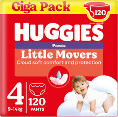 Huggies Little Movers Disney-bukser, størrelse 4, 120 tal (4x30), månedlig æske