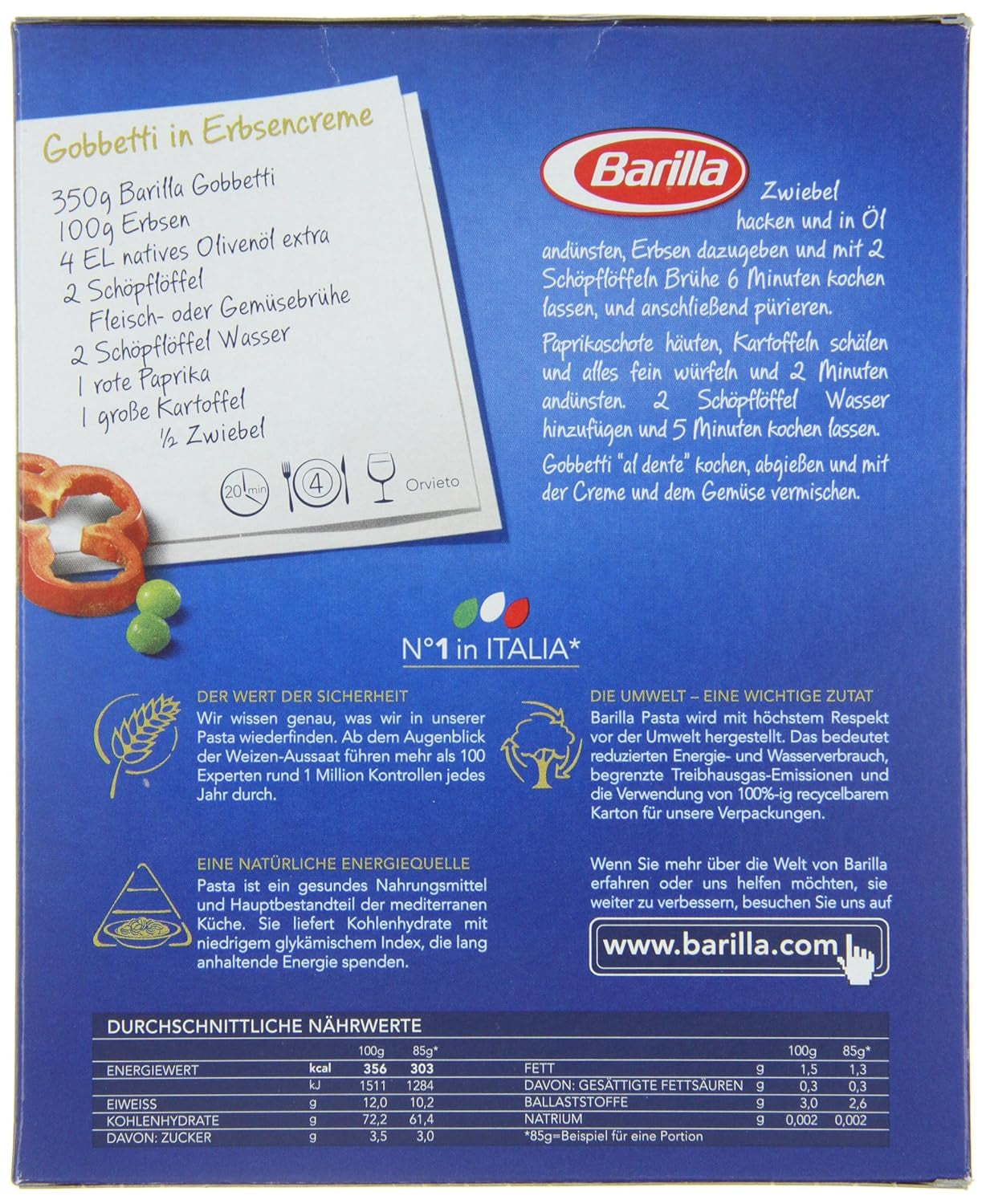 Pasta Barilla Classic Gobbetti no. 51 fra hård hvede, altid al dente (1 x 500 g)