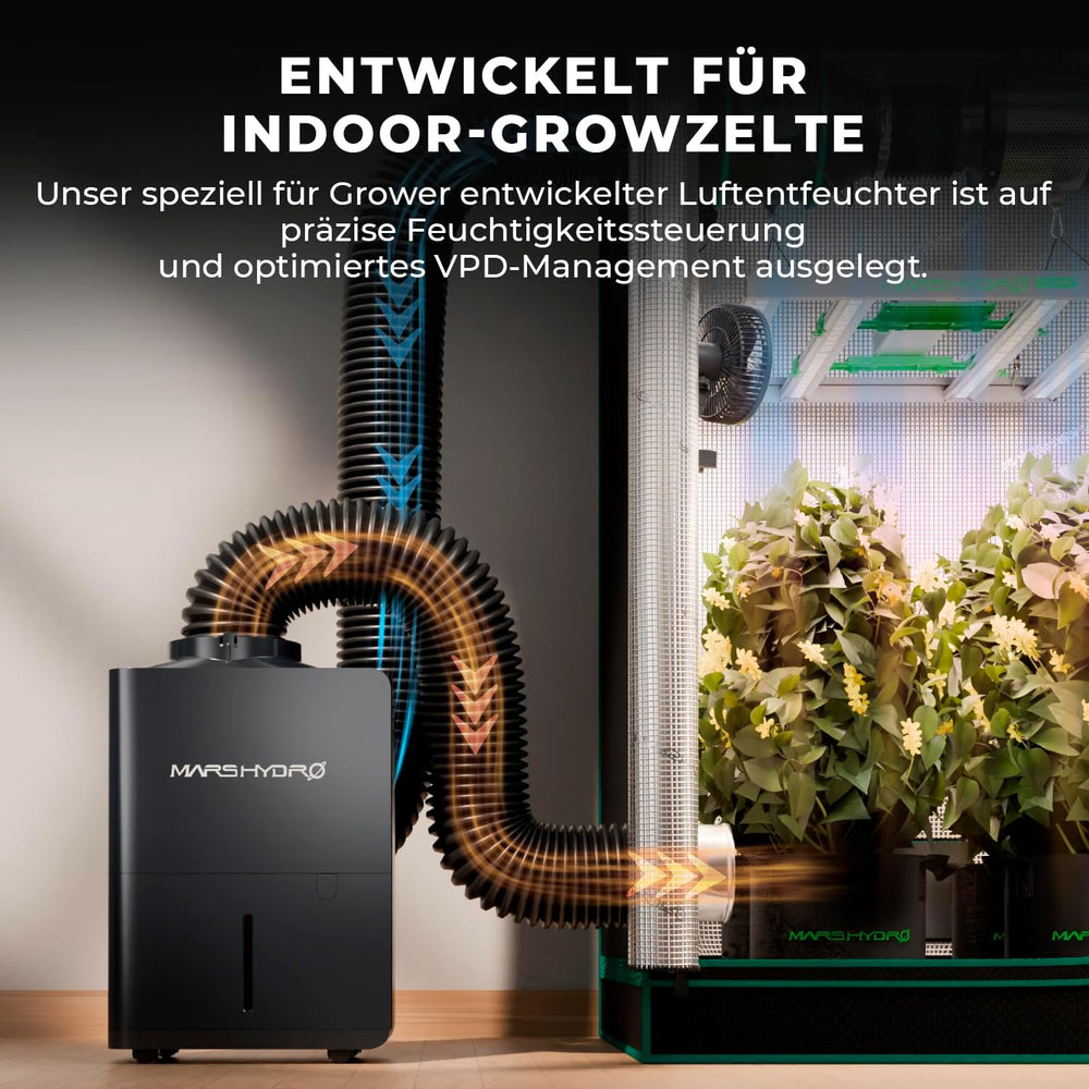 MARS HYDRO Affugter, 12L/dag, Automatisk afrimning, Timerfunktion, Rumaffugter til væksttelte, kældre og planter, 1,2L vandtank