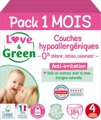 Love & Green, klorfri bleer, pakke til 1 måned, str. 4 Mother and Child Naty Shop