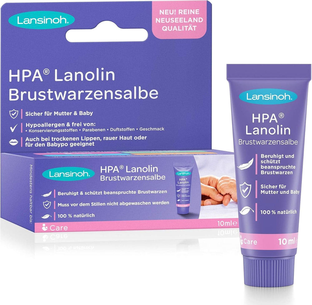 Lansinoh HPA Lanolin Brustwarzensalbe, 10 Ml - 100% Natürlich - Beruhigt & Schützt Beanspruchte Brustwarzen - Klimaneutral, 10940, Farblos Mad og ammetilbehør Bebe Naty Shop 10 Ml (1Er Pack)