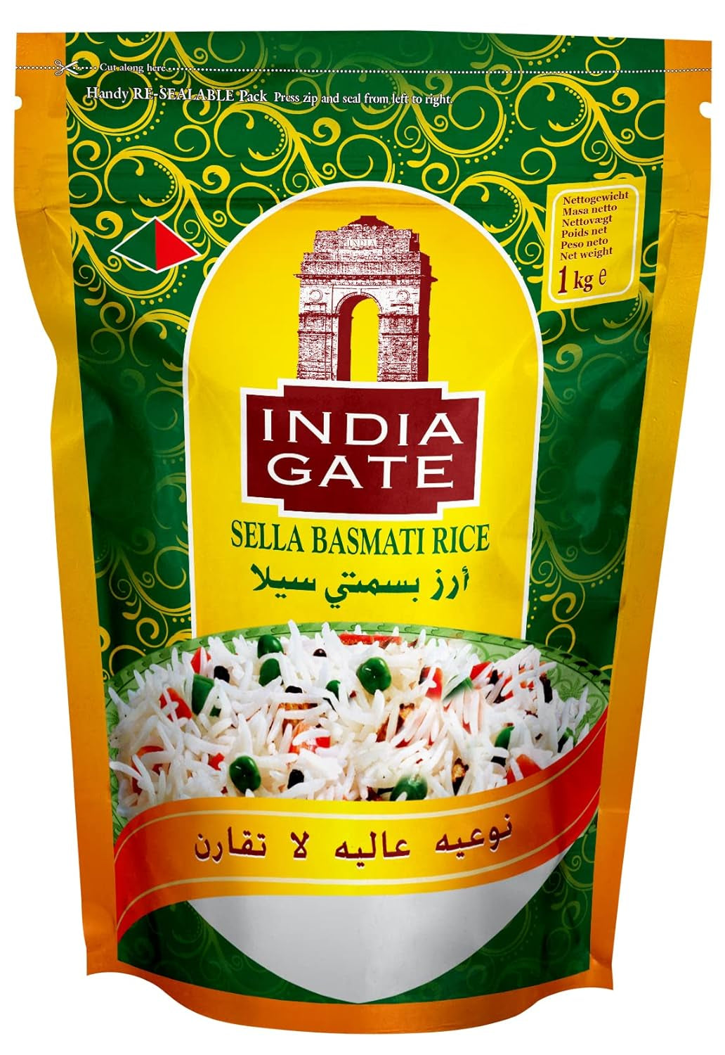 INDIA GATE Sella Basmati-ris, forkogt (fra Indien, fin langkornet), aromatiseret, bulkpakning - 1 pakke (1 x 1 kg)