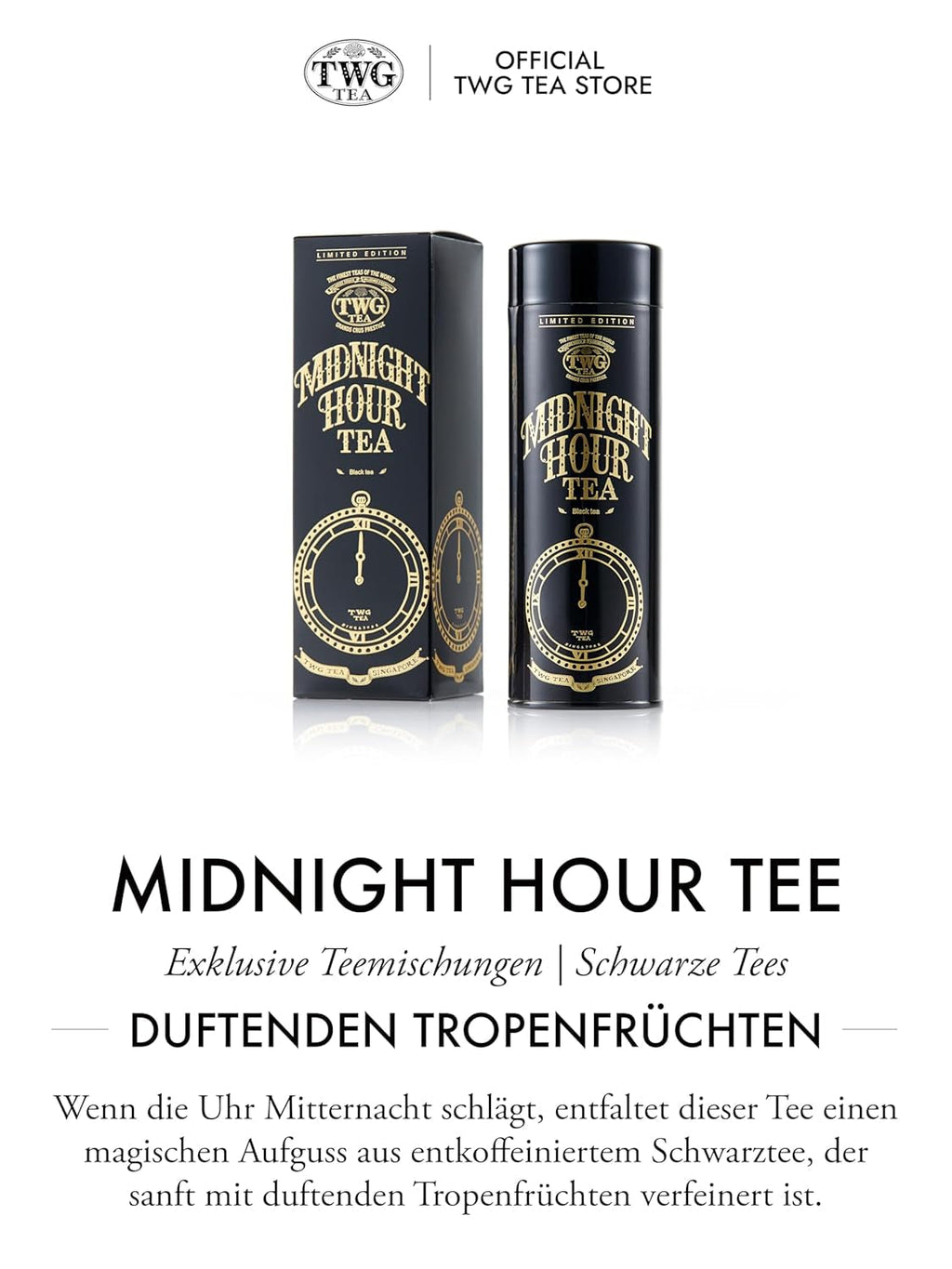 TWG Tea | Midnight Hour Tea | Ceai negru | Lemongrass și fructe tropicale | Cutie Haute Couture, 100 g | Set cadou