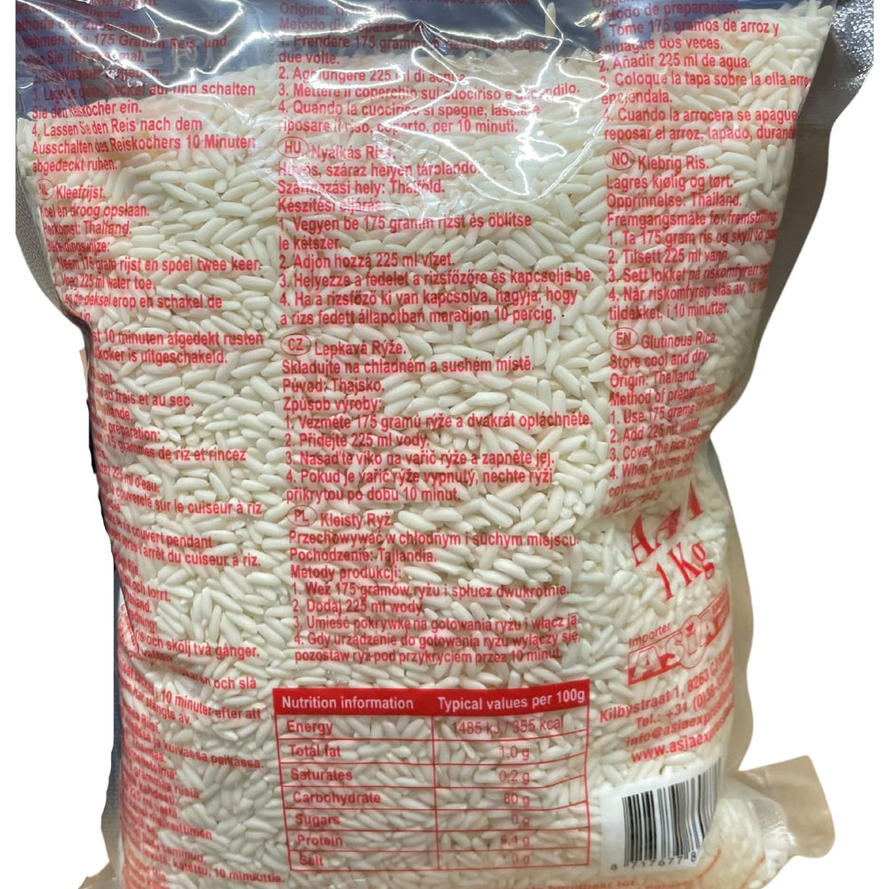 ROYAL THAI RICE - Sticky rice - 10 x 1 KG - Multipak