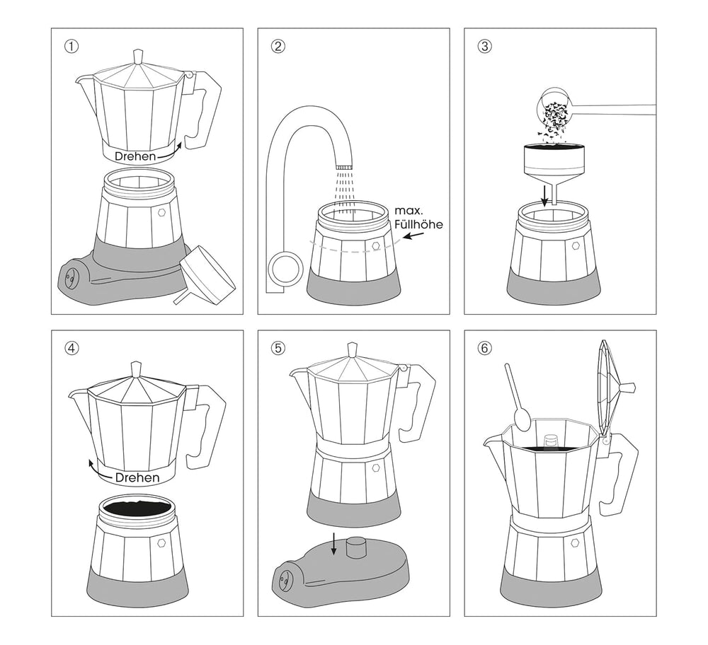 Espressor Cilio Classico pentru 6 cești | electric 480W | Ø 11,5 cm Înălțime: 25 cm | aluminiu | roșu | plită integrată | cu funcție de menținere a căldurii și filtru reductor | pentru călătorii sau camping