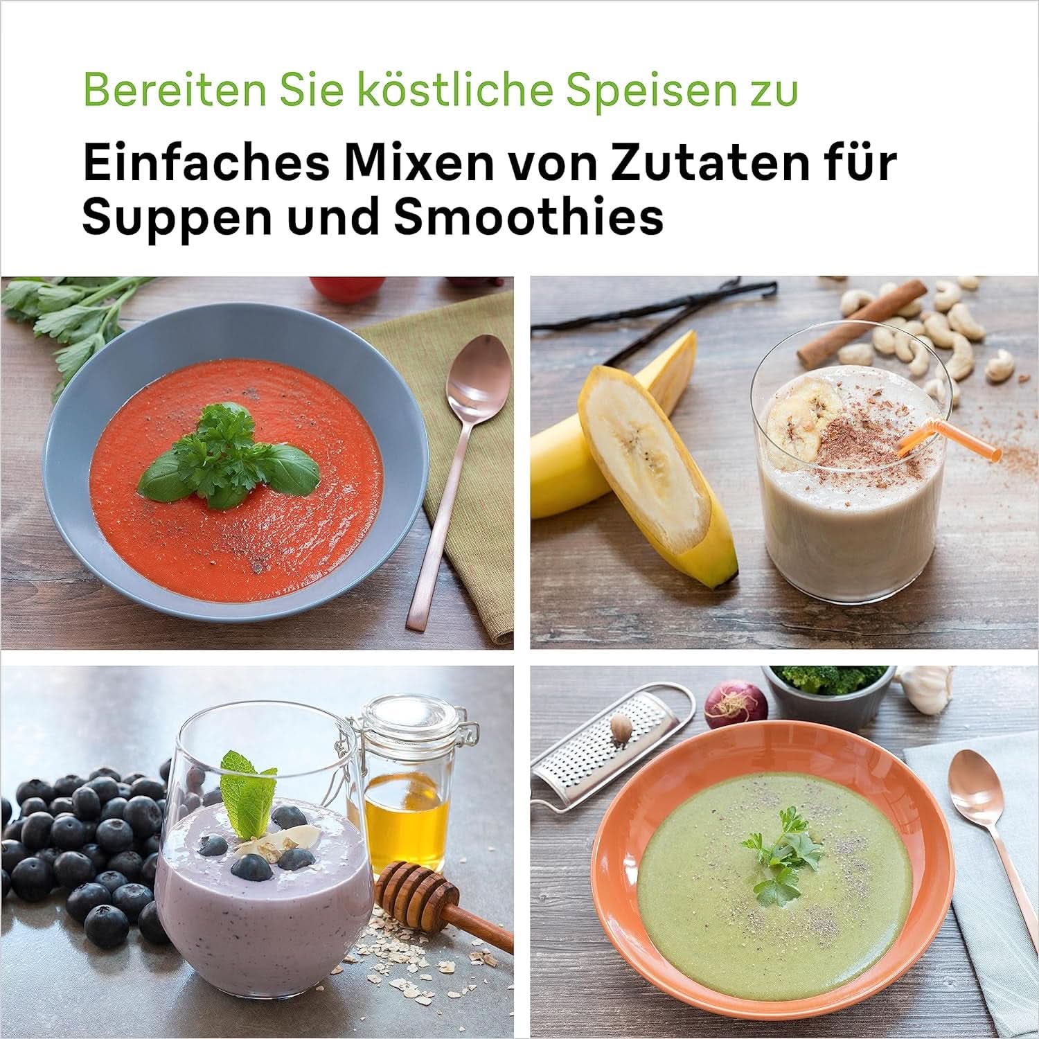 Braun Stabmixer MQ 5200WH - Multiquick 5 Vario Pürierstab Mit Edelstahl Mixfuß, 1000 Watt, Inkl. 600 Ml Mix- & Messbecher, Weiß/Grau Kitchen Naty Shop