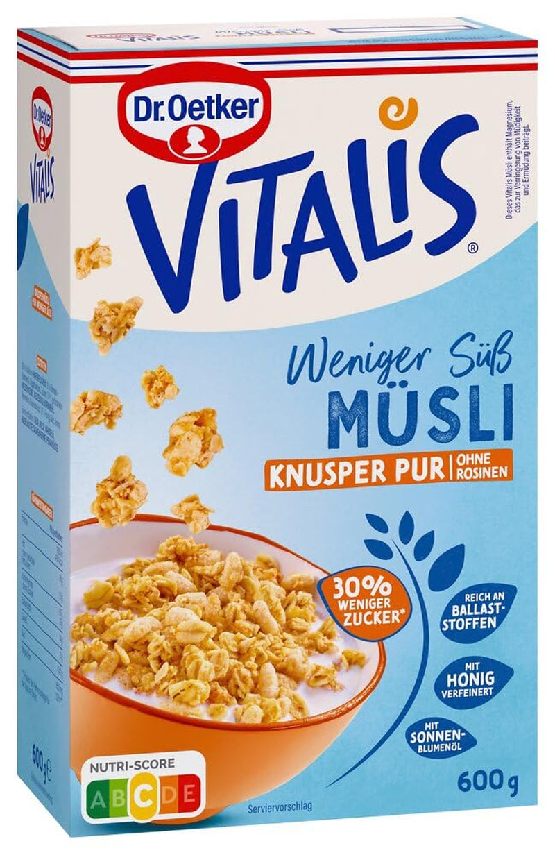 Dr. Oetker Vitalis Less Sweet Crunchy Pure: Crunchy müsli med 30 % mindre sukker, pakke med 5 (5 x 600 g)