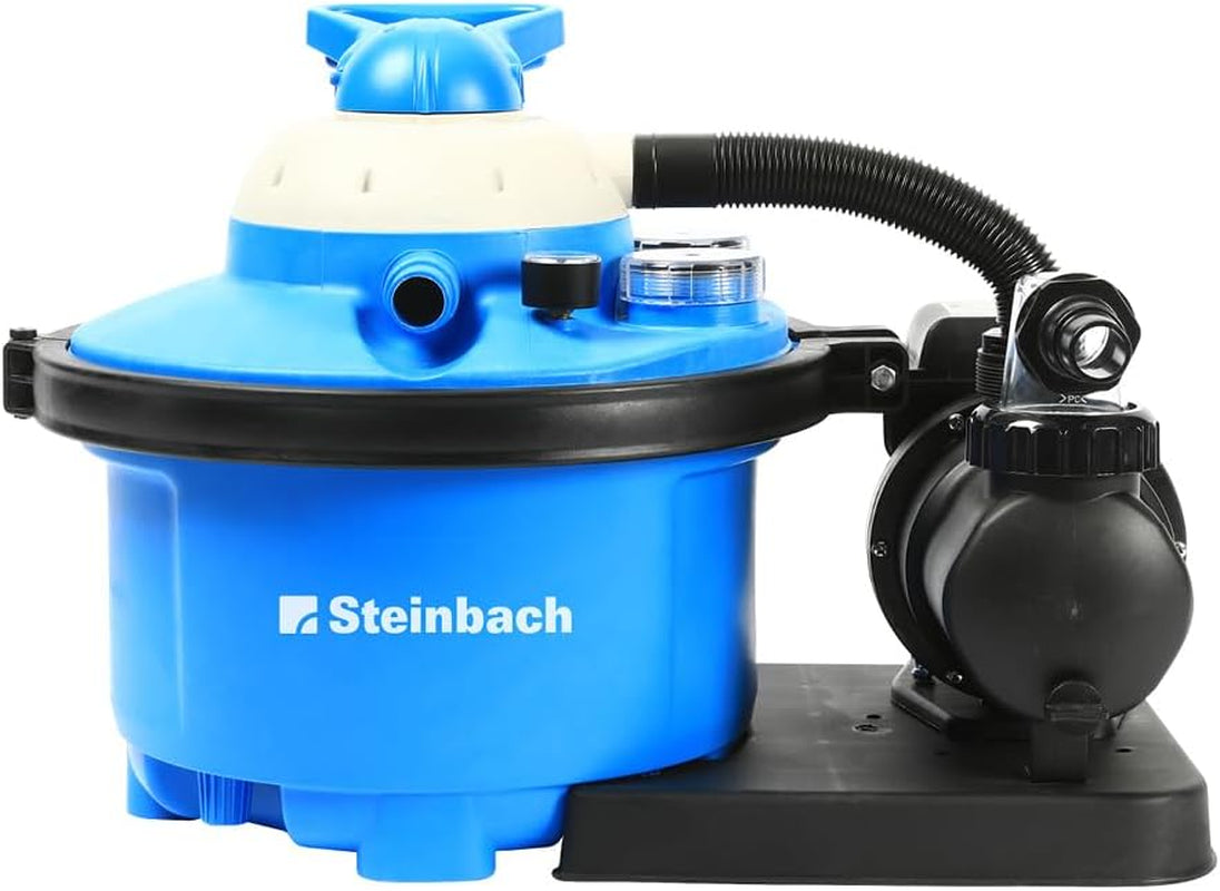 Steinbach Comfort 75 Filter System – 040100 – Selvansugende pumpe til pools op til 40.000 l – Med forfilter, trykmåler, timer og LED-display – Inkluderer speciel INTEX 2" adapter