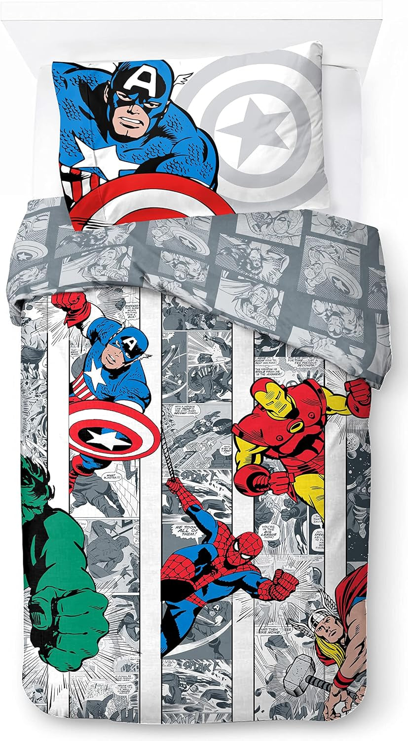 Sengetøj til børn, unisex, prinsesser og superhelte, 100% bomuld Sengetøj - børn Naty Shop Multicolor - Avengers 135X200/50X70 (2 stk)