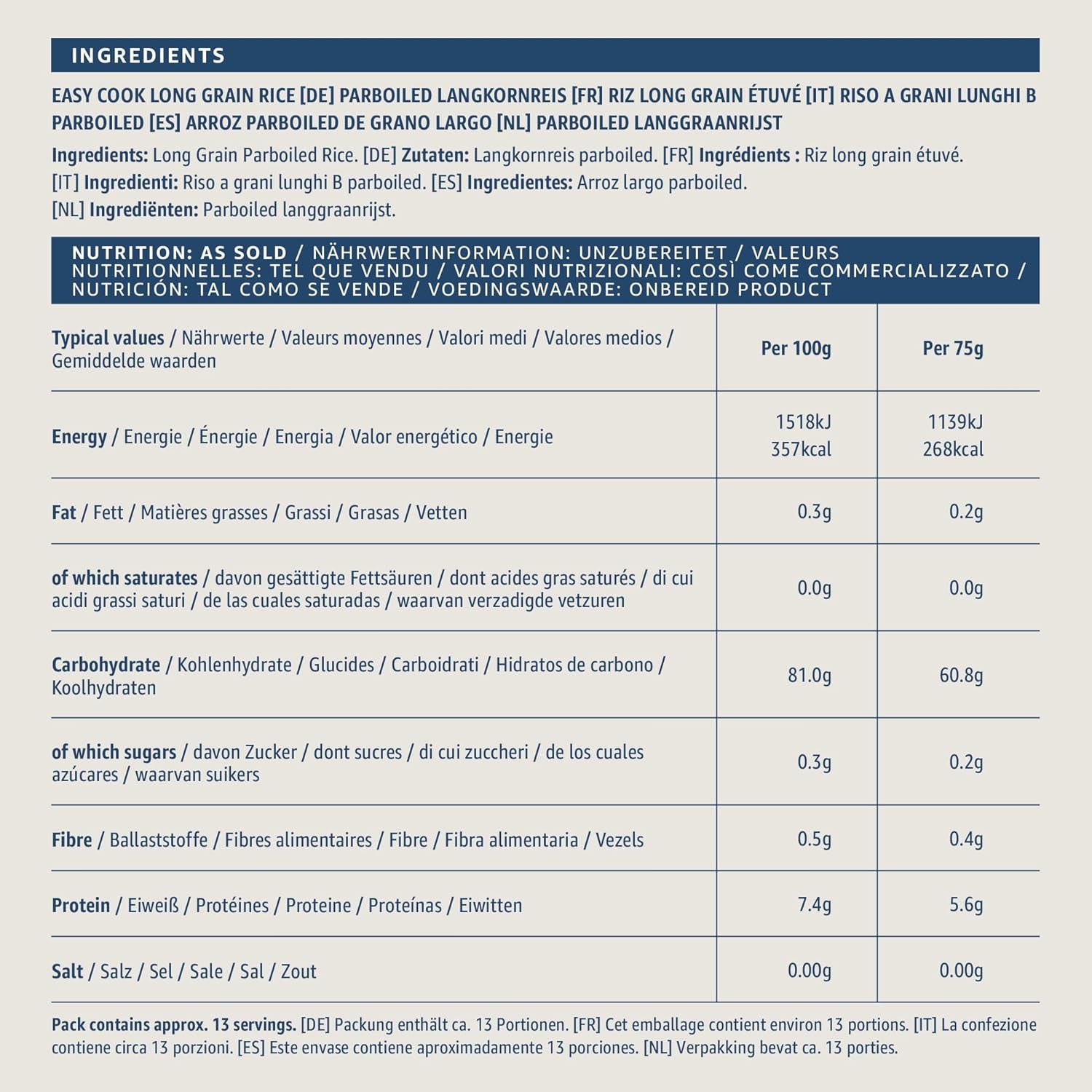 Forkogt langkornet ris fra Amazon, 1 kg