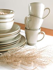 MÄSER 931371 Nottingham Vintage Series Set de veselă pentru 4 persoane, serviciu de cină cu 8 piese, farfurii de cină și farfurii de sumă, aspect retro rotund neregulat, gresie, bej