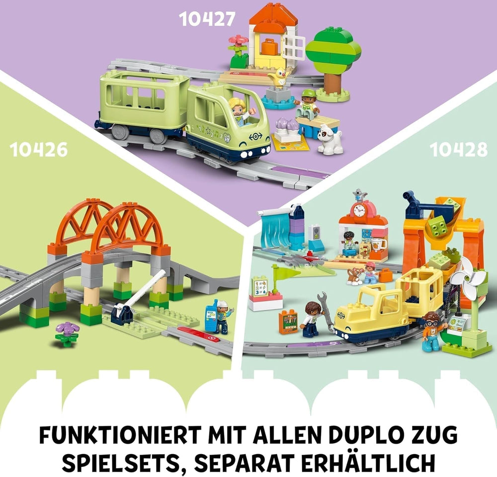 LEGO DUPLO Town stor interaktiv jernbane, byggelegetøj til småbørn 3 år, Push & Go-lokomotiv med lys og lyde, spordele, pædagogisk legetøj til førskolebørn 10428 Byggesæt Beuche den LEGO-Store