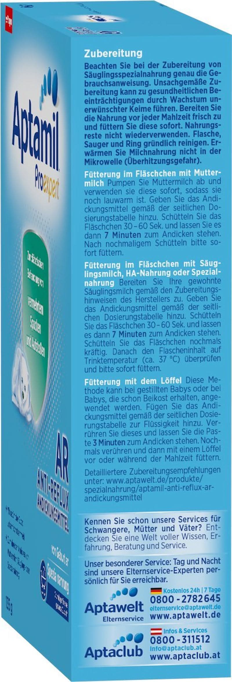 Aptamil AR fortykningsmiddel fra fødslen, pakke med 6 (6 x 135 g) Mor og barn Naty Shop