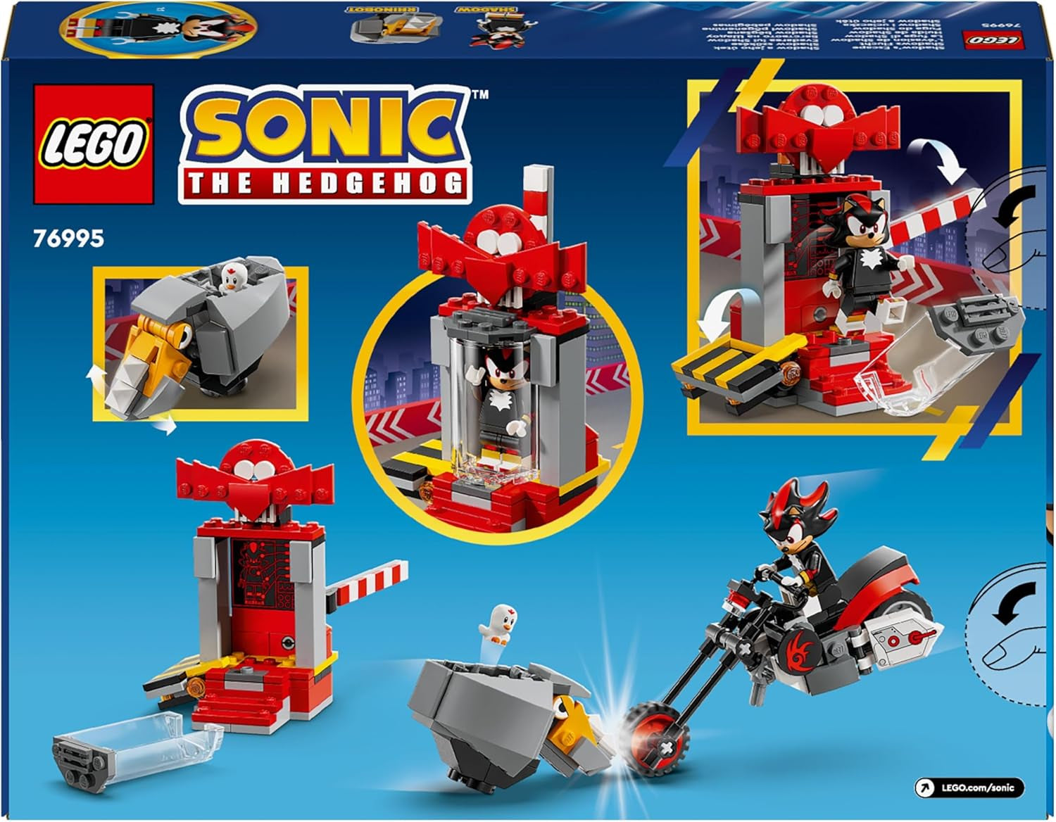 LEGO Sonic the Hedgehog Shadow the Hedgehog Escape Legetøj Motorcykel og videospil Figursæt Gave til gamere og fans 8 år gamle drenge og piger Fan vare 76995 Byggesæt Besuche den LEGO-Store