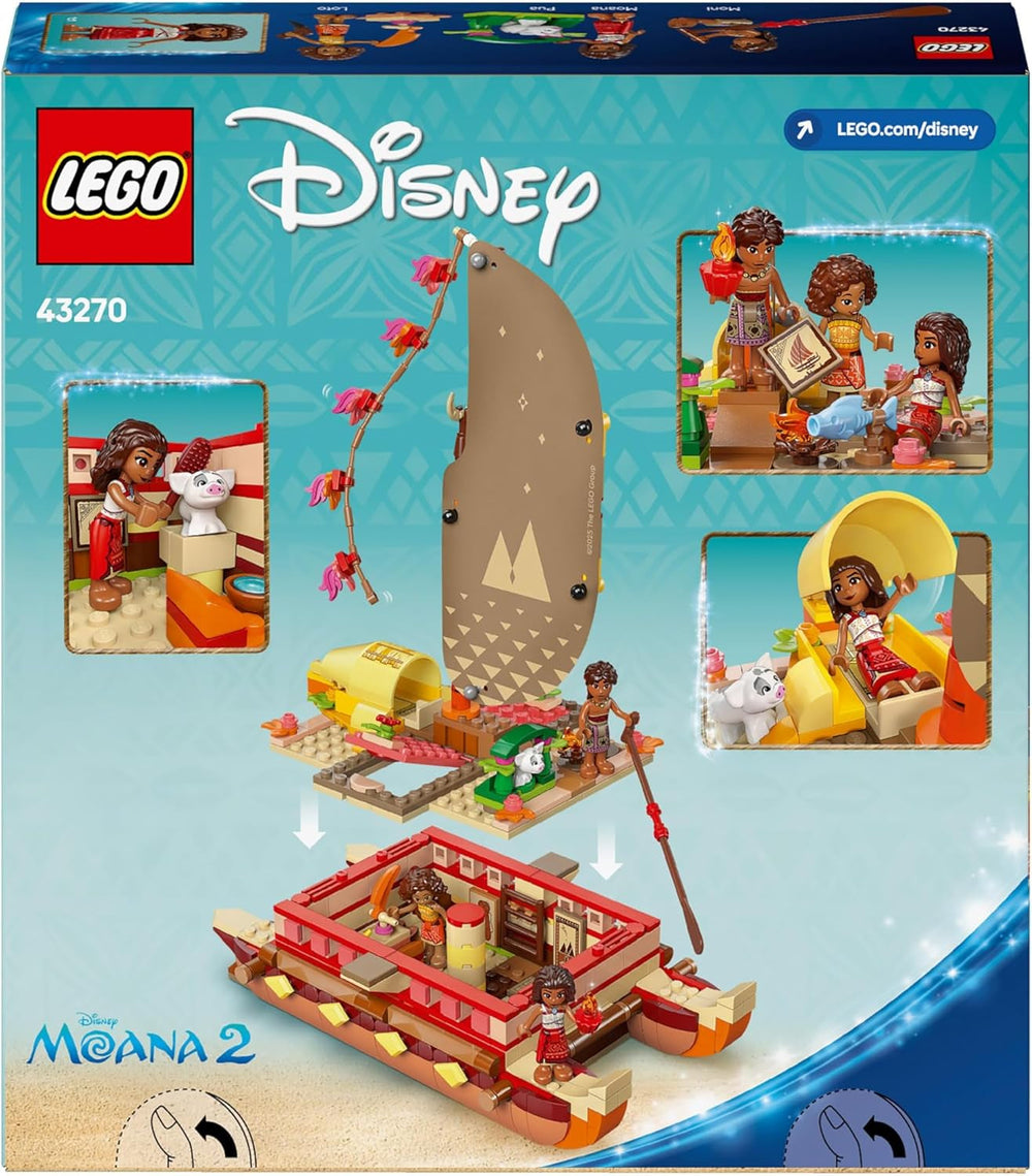 LEGO Ç€ Disney Vaiana 2: Pluta de aventură a Vaianei - Barcă de jucărie cu vele, punte detașabilă, foc de tabără și 3 mini păpuși, inclusiv Loto și Moni - Cadou pentru fete 6+ și fani - 43270 Seturi de constructie Besuche den LEGO-Store
