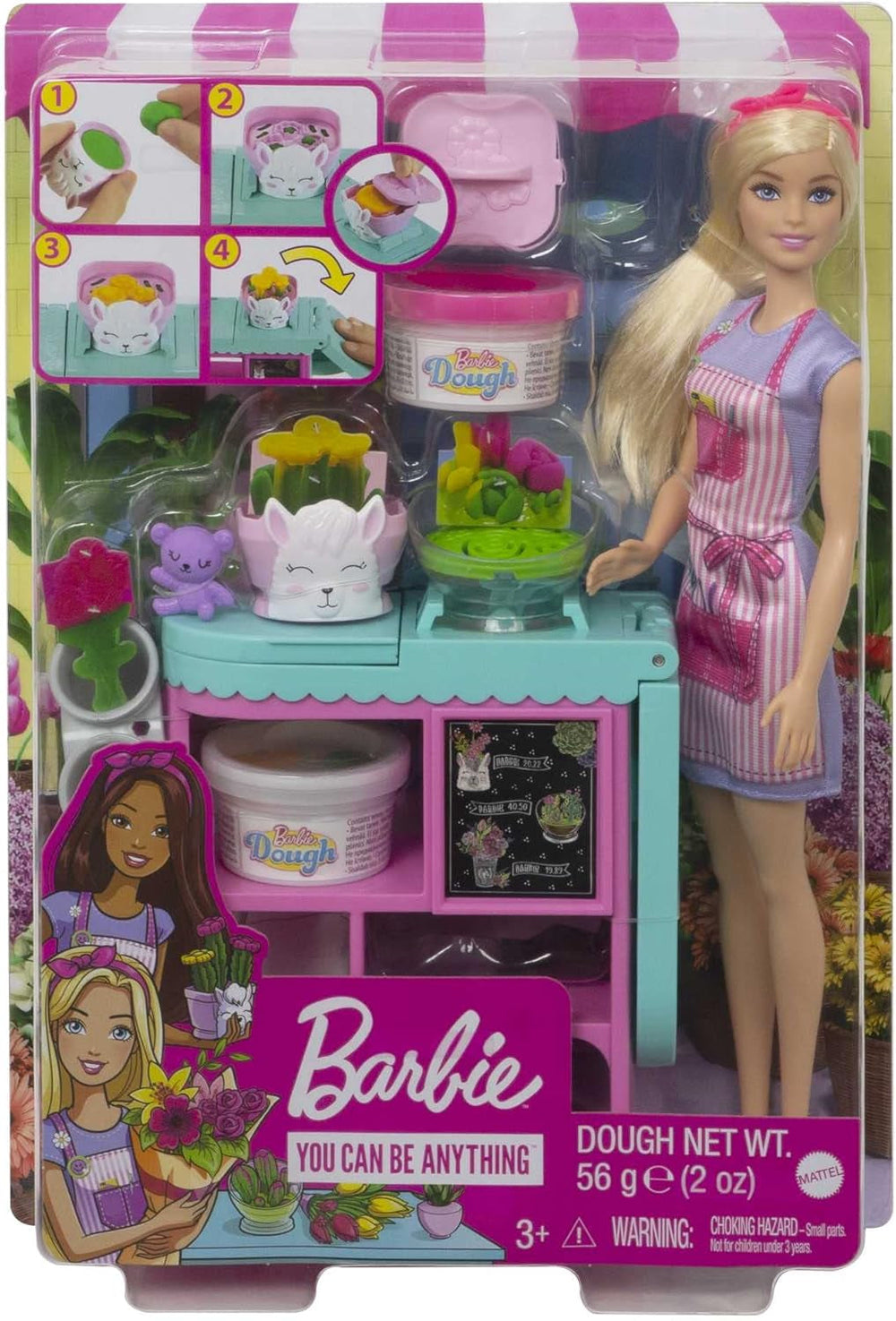 Barbie You Can Be Anything series, Florar, păpușă cu păr blond, lut de modelare pentru flori, accesorii, cadou pentru copii, jucărie de la 3 ani,Gtn58 Papusi Naty Shop