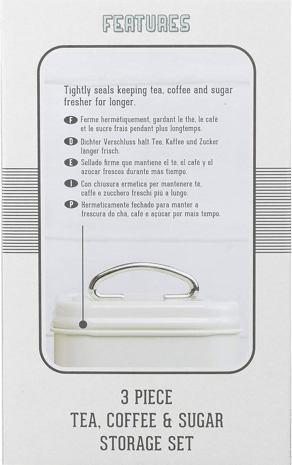 KitchenCraft Living Nostalgia set de 3 borcane de depozitare pentru ceai, zahăr și cafea, în cutie cadou, oțel, Antique Cream , 11 cm x 11 cm x 17 cm, Vintage Blue Cutii depozitare alimente Naty Shop