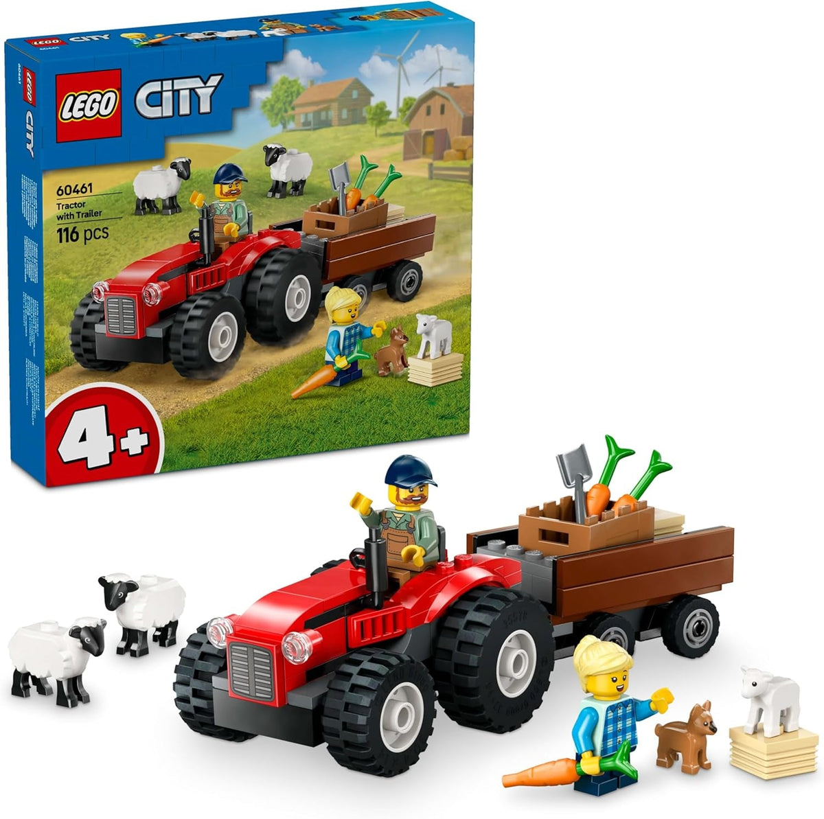 LEGO City traktor med trailer - Gårdlegetøj med traktor og dyrefigurer - Montessori legesæt til drenge og piger fra 4 år - gave med 2 minifigurer 60461 Byggesæt Besuche den LEGO-Store Standard titel