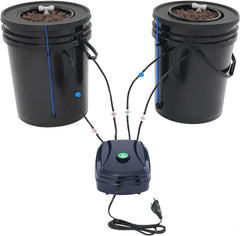 Komplet DWC Hydroponic System Kit med 12W luftpumpe, 2 spande (5 gallon), Hydroponic Grow System, 2 poser Ceramsite, Pot Irrigation Kit