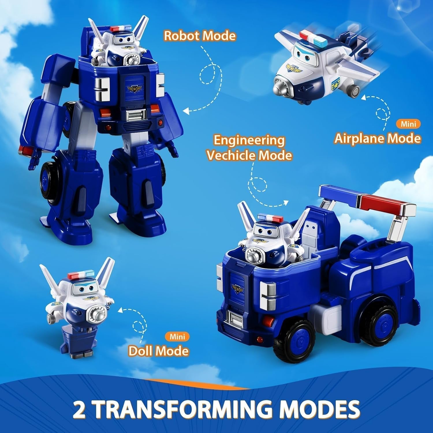 SUPER WINGS - KONVERTIBEL ROBOTKØRETØJ "PAUL'S CRUISER" 18 Cm + 1 FIGUR 5 Cm - Transform-A-Bots legetøjsbil og fly fra den animerede serie - Legetøj til børn over 3 år Actionfigurer Naty Shop