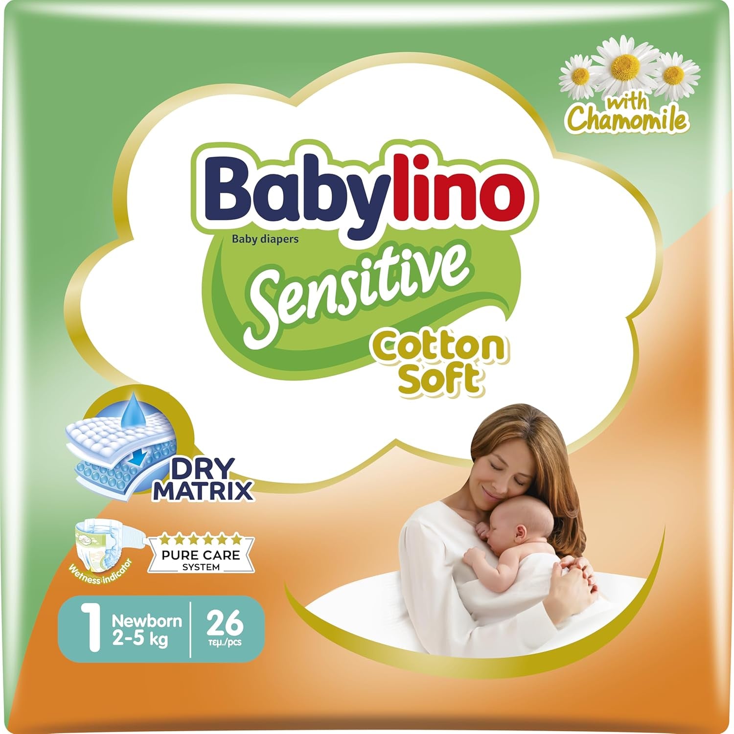 Scutece pentru bebeluși sensibili, mărimea 6, extra mari (13-18 kg), 114 scutece