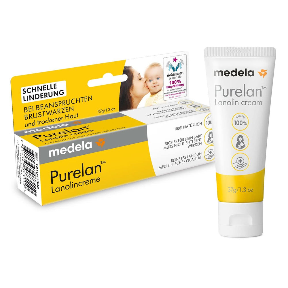 Medela Purelan 37 G Lanolincreme – Schnelle Hilfe Bei Beanspruchten Brustwarzen Und Trockener Haut – 100 % Natürlich, Hypoallergen, Dermatologisk Getestet Und Frei Von Duftstoffen Tilbehør Mad og Amning Bebe Naty Shop Brustwarzencreme 37G