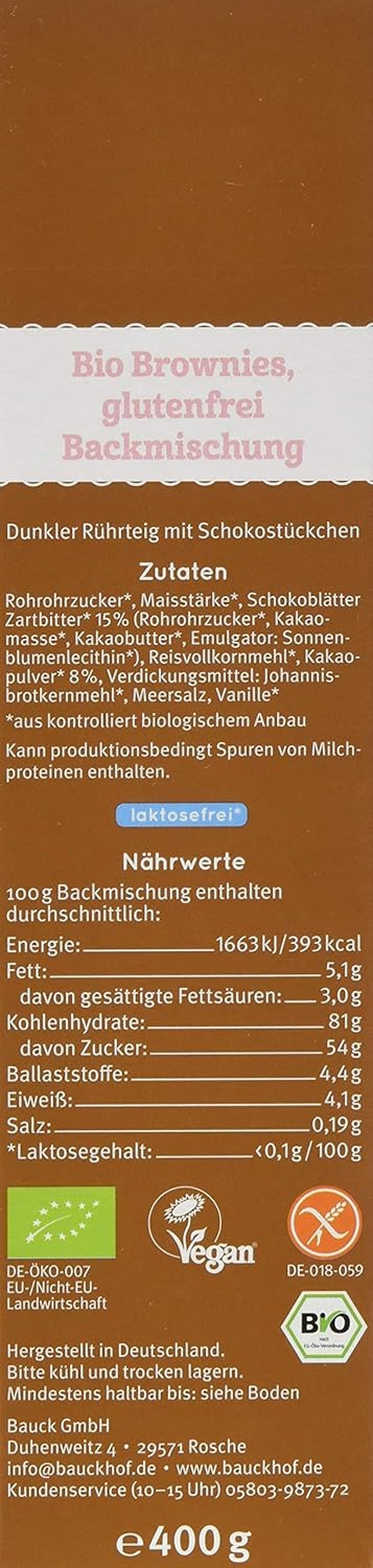 Brownies Glutenfri, 3Er Pack (3 X 400 G) - Bio Naty Shop