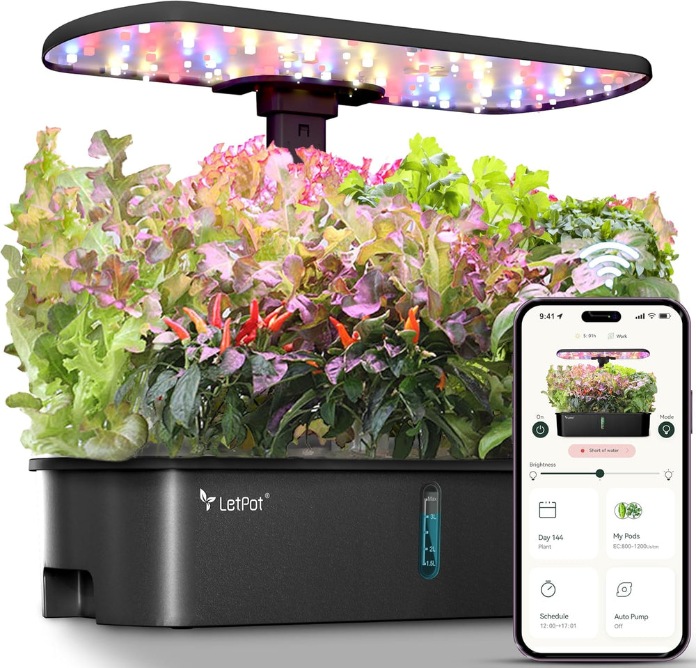 LPH-Air Hydroponic Grow Systems Kits WiFi Styret af App 24W Smart Indoor Garden Grow Light Full Spectrum 10 Kapsler Plantekasse Indendørs Havearbejde Gavesæt