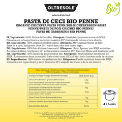 Italiensk økologisk kikærte Penne Pasta 100 % økologisk kikærtemel Protein Pasta Fiberrig vegansk glutenfri 3 pakke x 350 g
