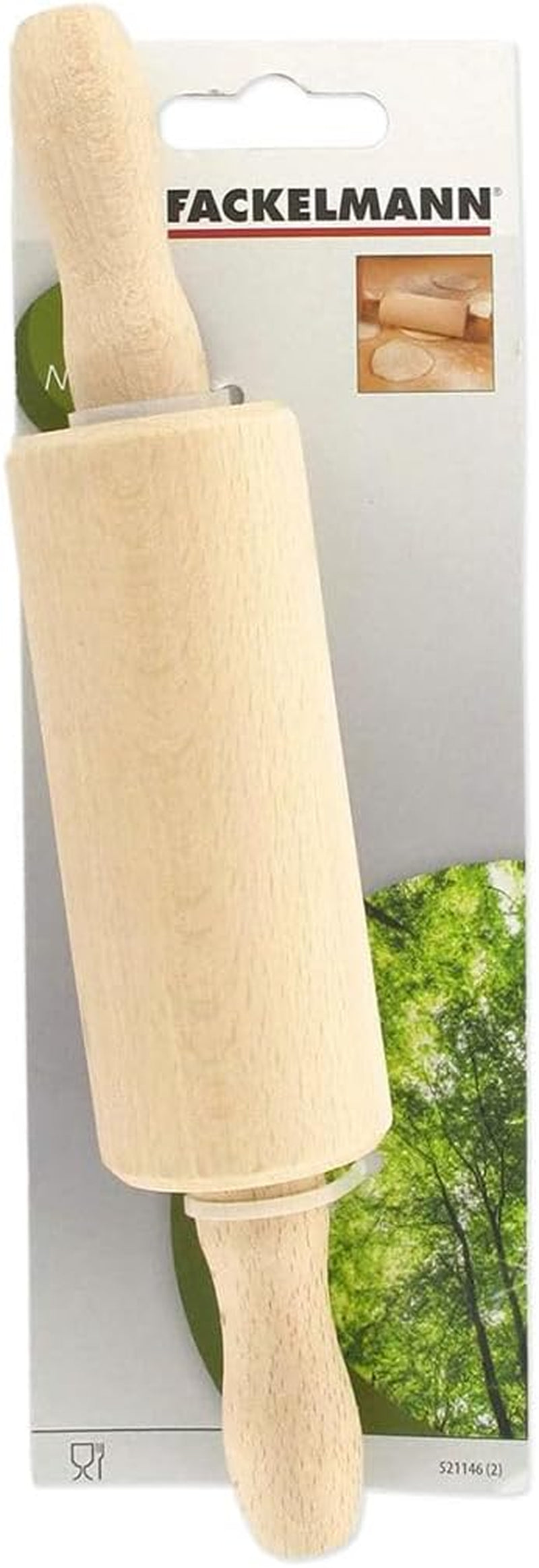 Fackelmann 521146 Nudelholz klein Holz Nudelholz Holz 23,5 x 4,5 cm brun