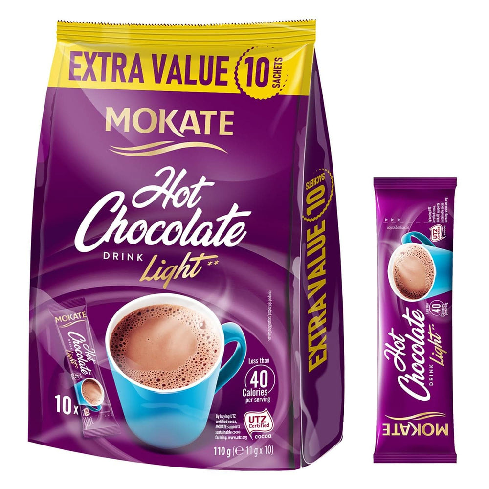 MOKATE® Mørk varm chokolade - 1 pakke 180 gram - 10 poser Kakao og varm chokolade Naty Shop Light - 10 poser
