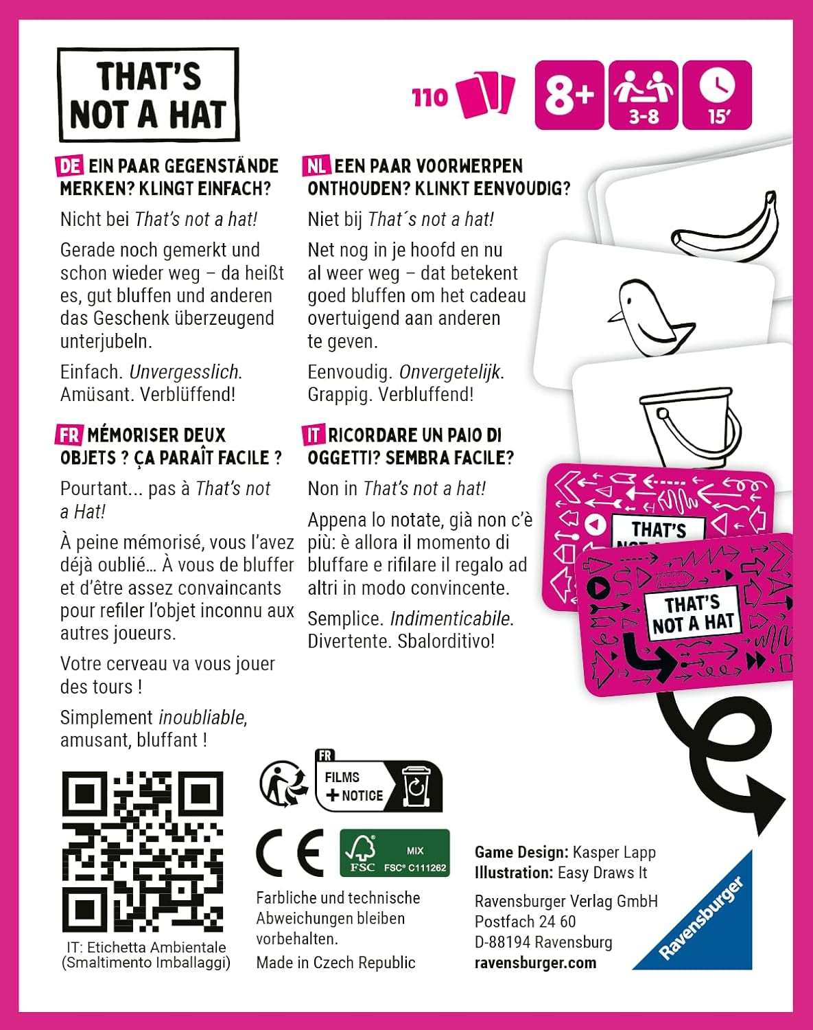 Ravensburger - 20954 That's Not a Hat - Festspil, Kortspil for 3-8 spillere, Sjov underholdning for 8 år og opefter - Fødselsdagsgaver