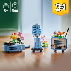 LEGO Creator 3I1 disc-afspiller med blomster - ombyggeligt legetøj til radio eller mikrofon - musiklegetøj til børn - kreativ gaveidé til piger og drenge fra 8 år 31172 Byggesæt Besuche den LEGO-Store
