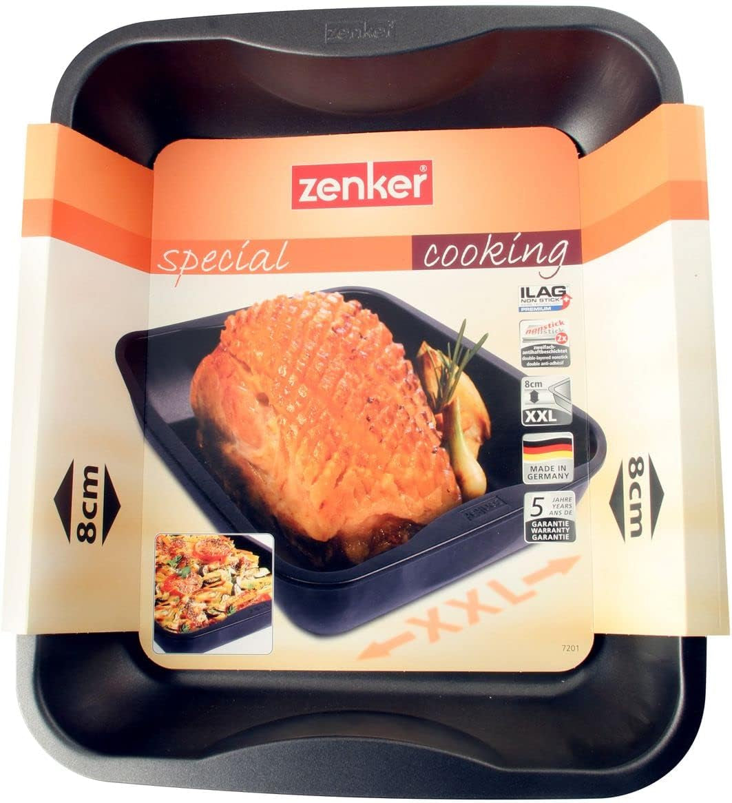 Zenker Xxl-Brat- Und Auslaufform (40 X 8 X 34 Cm) SPECIAL MADLAGNING, Rechteckige Ofenform Mit Antihaftbeschichtung, Backblech Für Krosse Braten & Saftige Aufläufe (Farbe: Schwarz), Menge: 1 Stück Forme og bakker til bagning Naty Shop