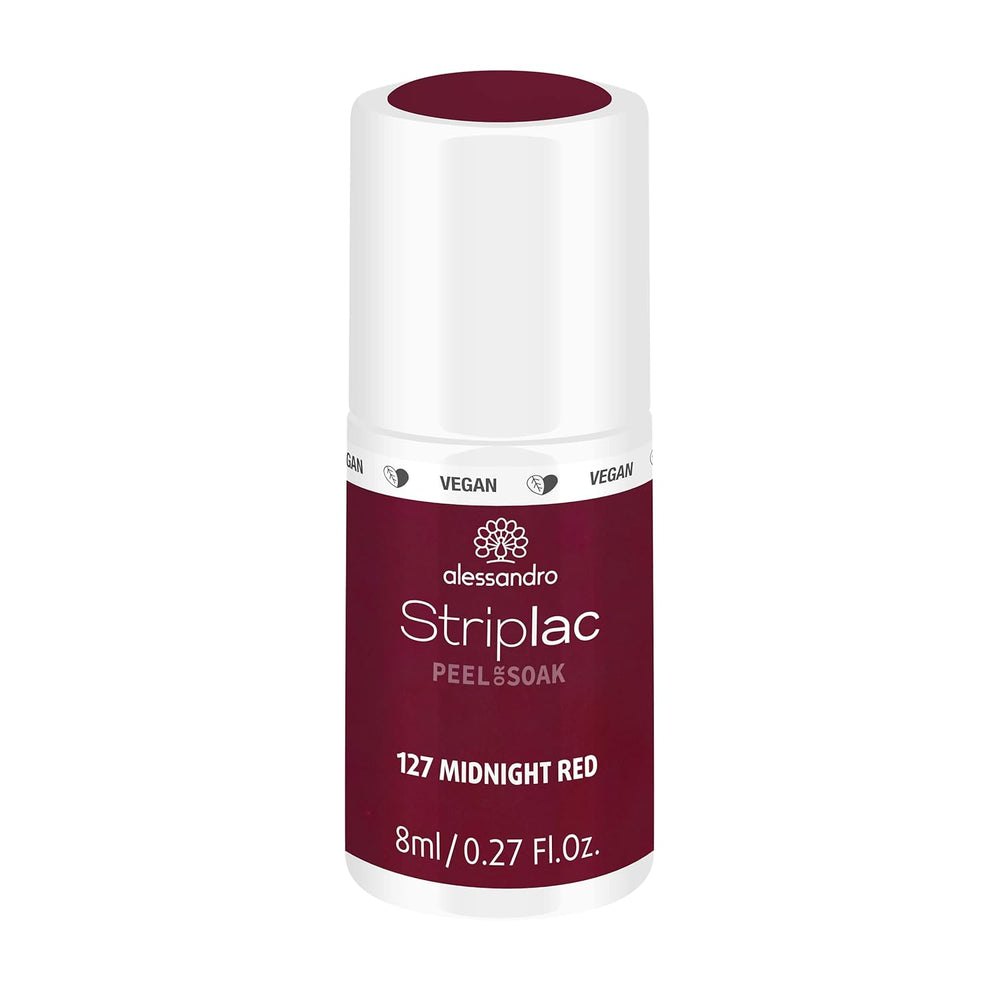 UV neglelak alessandro Striplac Elegant Ruby - Delikat og langtidsholdbar - Nem fjernelse takket være peel-off fjernelsesteknologi - Vegansk og grusomhedsfri - 8 ml