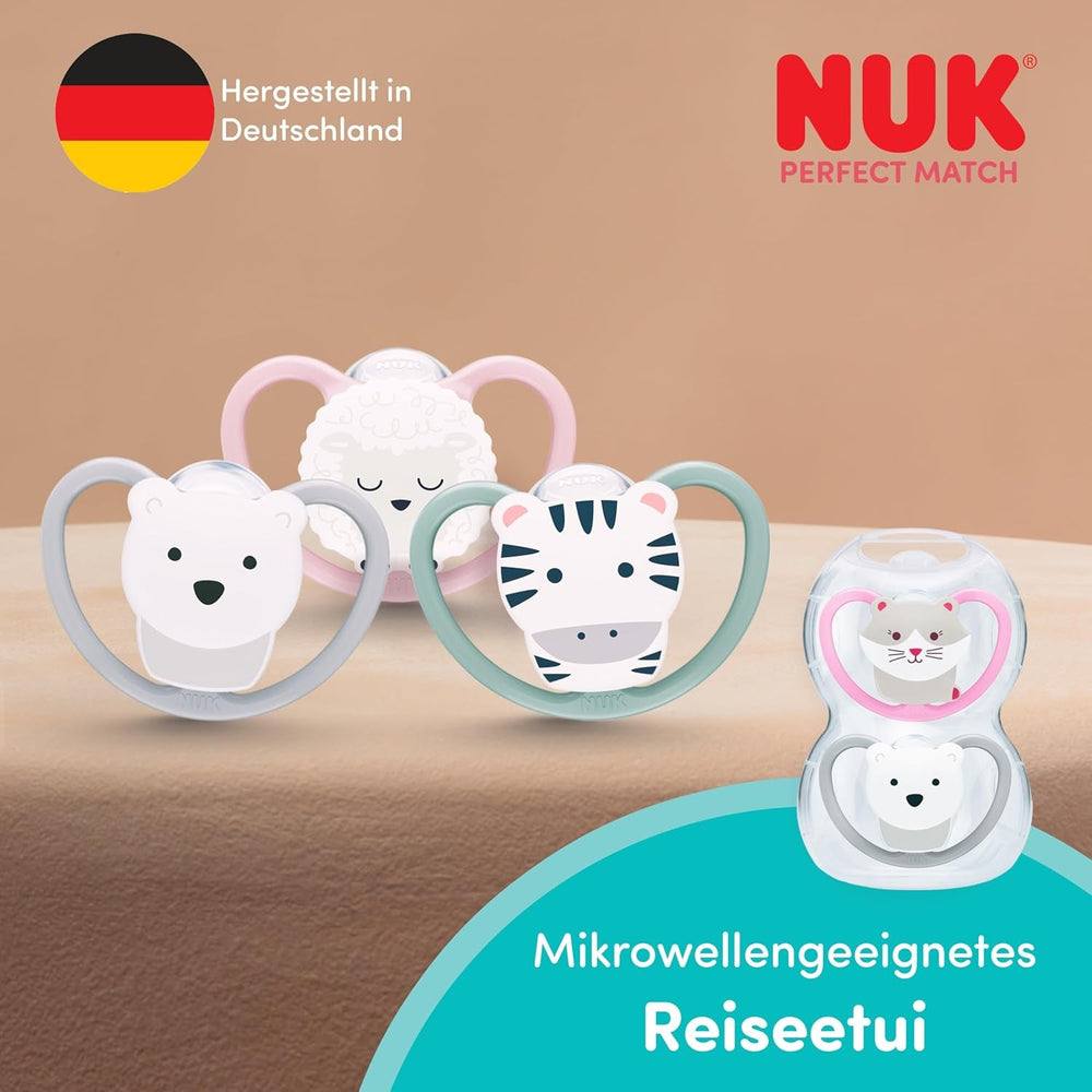 Suzete NUK Perfect Match Air pentru bebeluși | 6-18 luni | Suzete ortodontice care promovează circulația aerului și previn erupțiile cutanate cauzate de salivație | Acceptare 95% de către bebeluși** | Disney Minnie Mouse | Pachet de 2