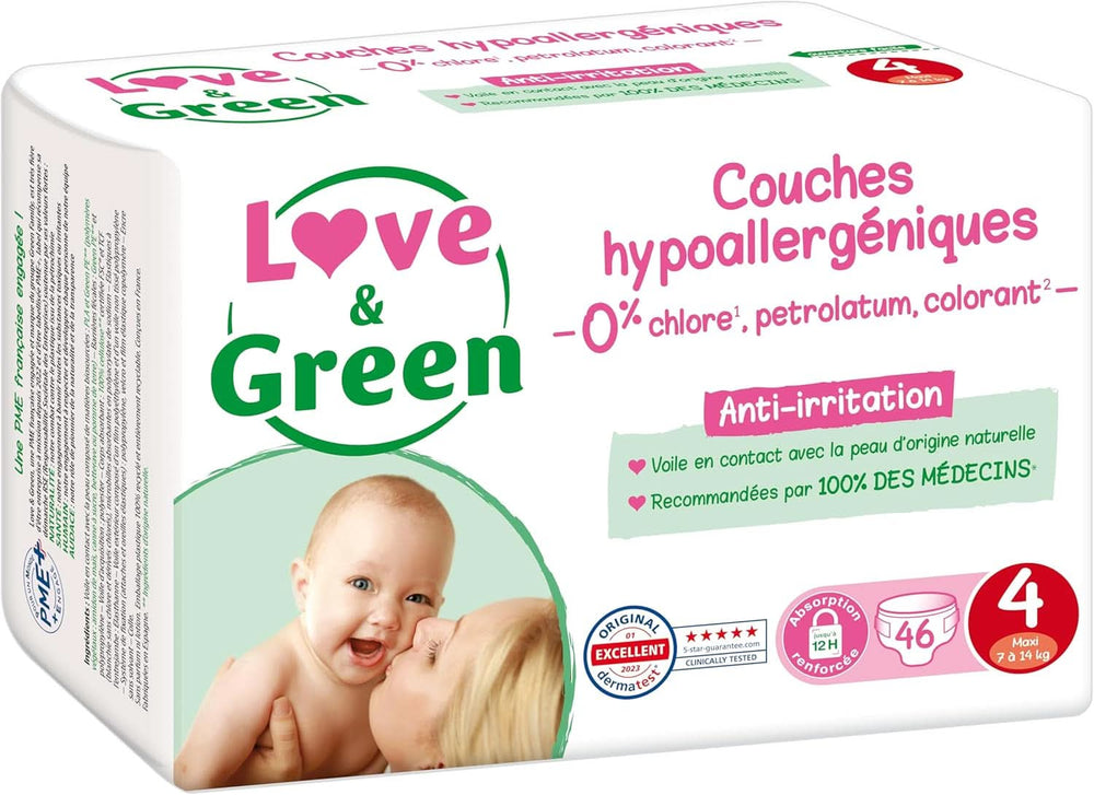 Love & Green, klorfri bleer, pakke til 1 måned, str. 4 Mother and Child Naty Shop