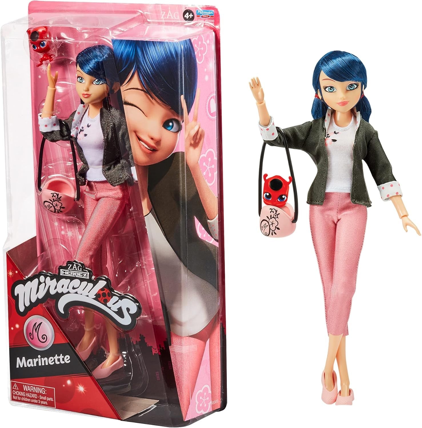 Bandai - Mirakuløs Mariehøne - Dukke Marinette Farveskift Overraskelse - Jointed Miraculous Dukke, 26 Cm + 3 overraskelser - Tilfældigt mønster - P50390 Naty Shop Marinette Dukker