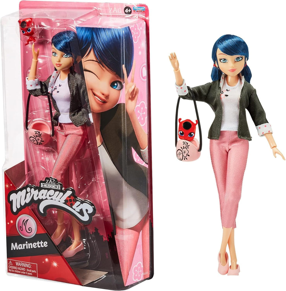 Bandai - Mirakuløs Mariehøne - Dukke Marinette Farveskift Overraskelse - Jointed Miraculous Dukke, 26 Cm + 3 overraskelser - Tilfældigt mønster - P50390 Naty Shop Marinette Dukker